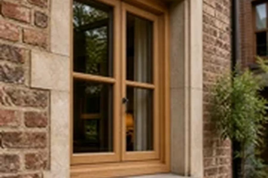 Châssis en bois au cachet authentique sur une façade en briques