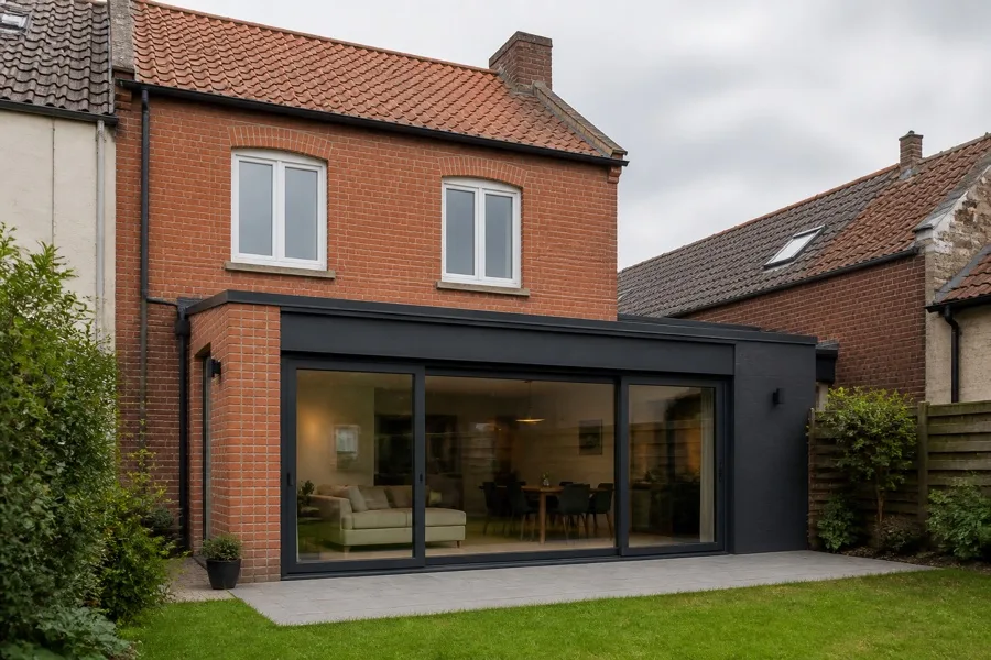 Renovation combining PVC windows and a large aluminium sliding door
