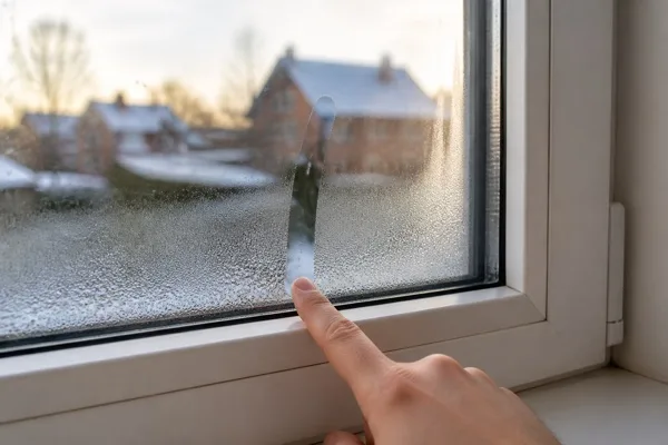 Condensation on the inner face of a glazing unit in cold weather
