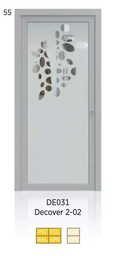 Panneau de porte d’entrée modèle Decover 2-02, disponible en PVC et aluminium — Pulsar Windows
