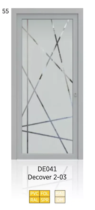 Panneau de porte d’entrée modèle Decover 2-03, disponible en PVC et aluminium — Pulsar Windows