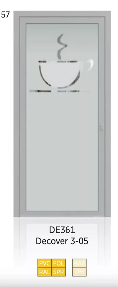 Panneau de porte d’entrée modèle Decover 3-05, disponible en PVC et aluminium — Pulsar Windows