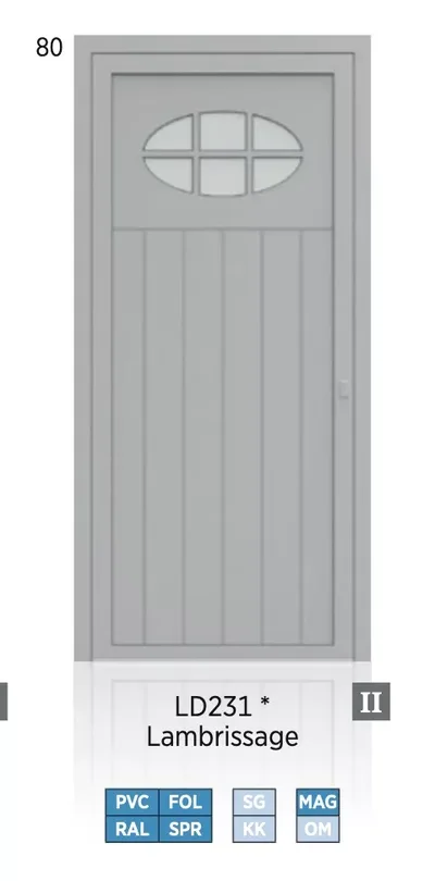 Panneau de porte d’entrée modèle Lambrissage, disponible en PVC et aluminium — Pulsar Windows