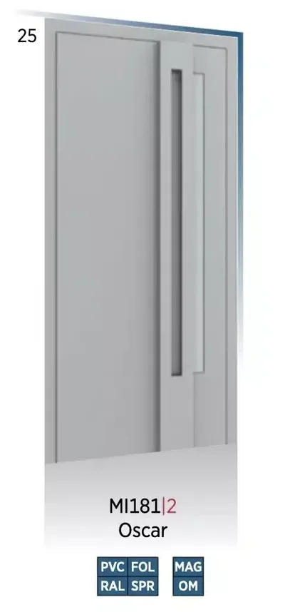 Panneau de porte d’entrée modèle Oscar, disponible en PVC et aluminium — Pulsar Windows