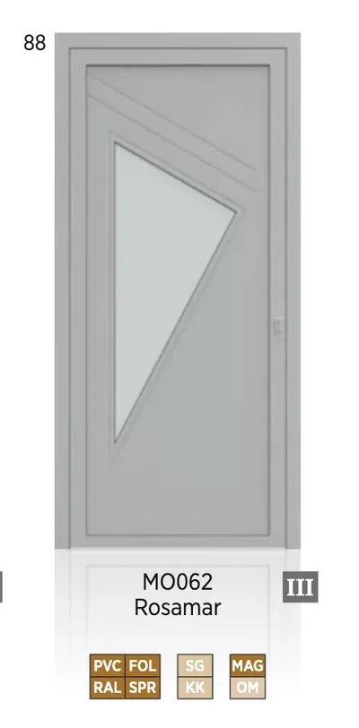 Panneau de porte d’entrée modèle Rosamar, disponible en PVC et aluminium — Pulsar Windows