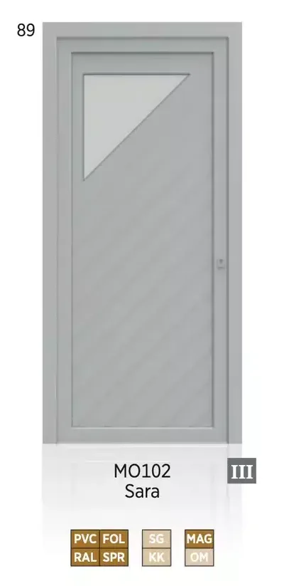 Panneau de porte d’entrée modèle Sara, disponible en PVC et aluminium — Pulsar Windows