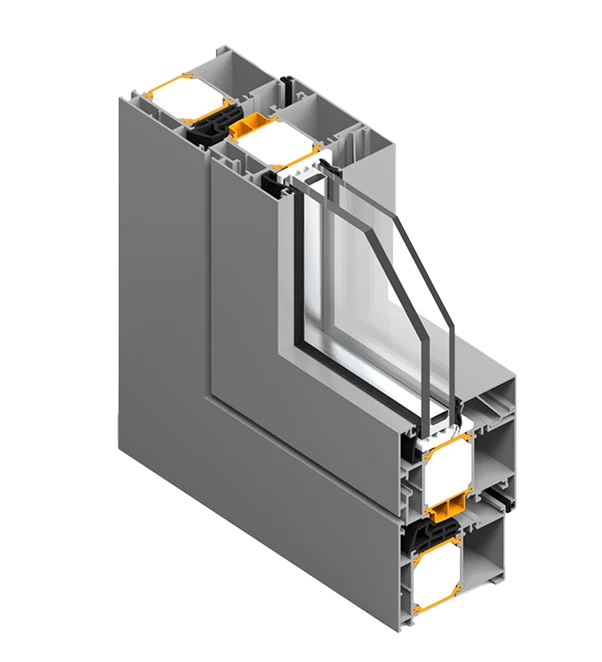 Profilé aluminium Feal Thermo 85 en coupe, double vitrage — Pulsar Windows