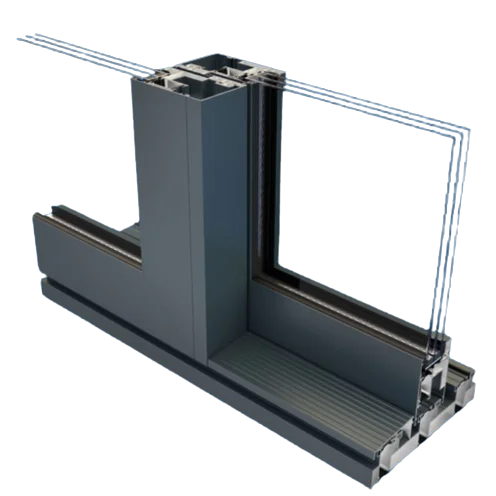 Coin de coulissant aluminium Aliplast UltraGlide triple rail en coupe