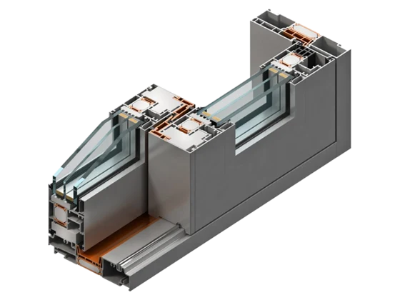 Profilé aluminium Feal Thermo 150 (levant-coulissant) en coupe — Pulsar Windows